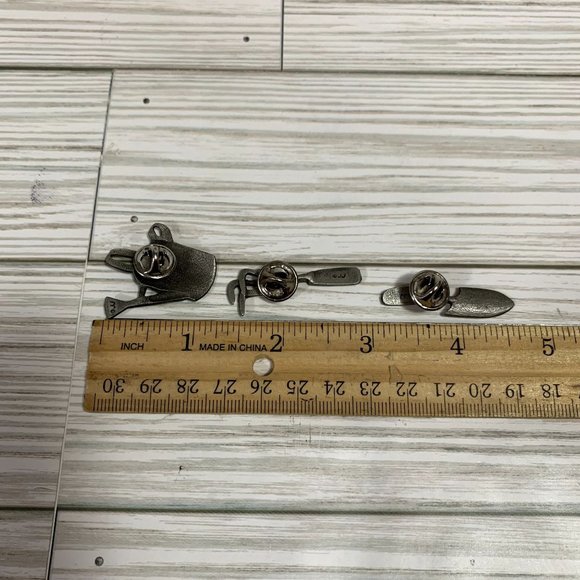 Vintage JJ Pewter Gardening Pin 3 Piece Set - Picture 6 of 6